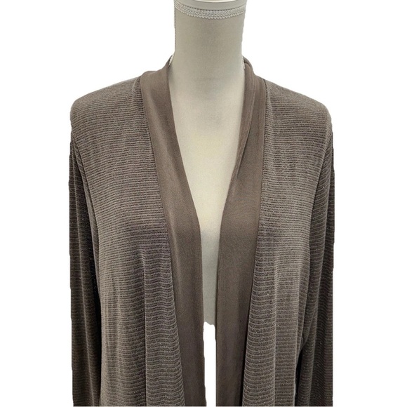 NWOT Chicos Travelers Liquid Knit Open Front Cardigan Sz XL Brown Shimmer - Picture 2 of 7